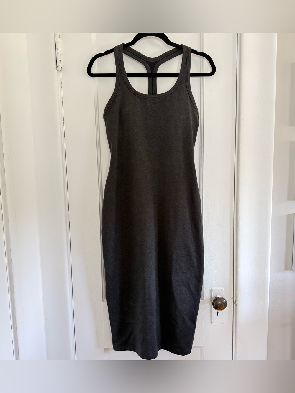 prAna Heavana Racerback Midi Dress Black Heather Built In Bra Size S NWT
